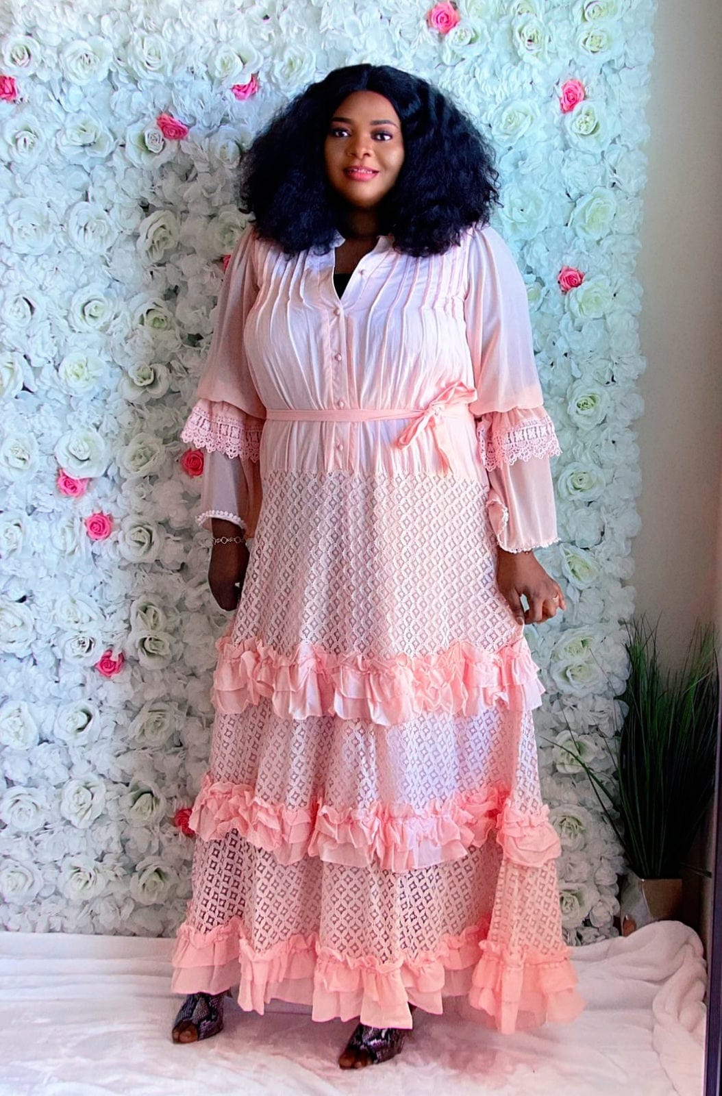 Vintage Ruffle Maxi Dress